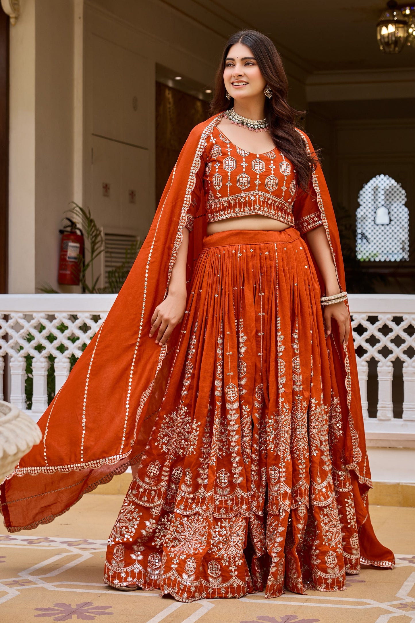 Women's Lehenga Choli in Assorted Colors Pure Vichitra Fabric with Sequins Embroidery