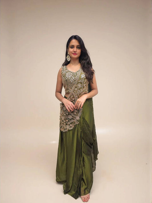 Women's Lehenga Saree in Assorted Colors Rangoli Silk with Embroidery and Semi Bead Work