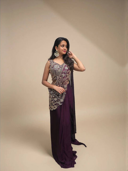 Women's Lehenga Saree in Assorted Colors Rangoli Silk with Embroidery and Semi Bead Work