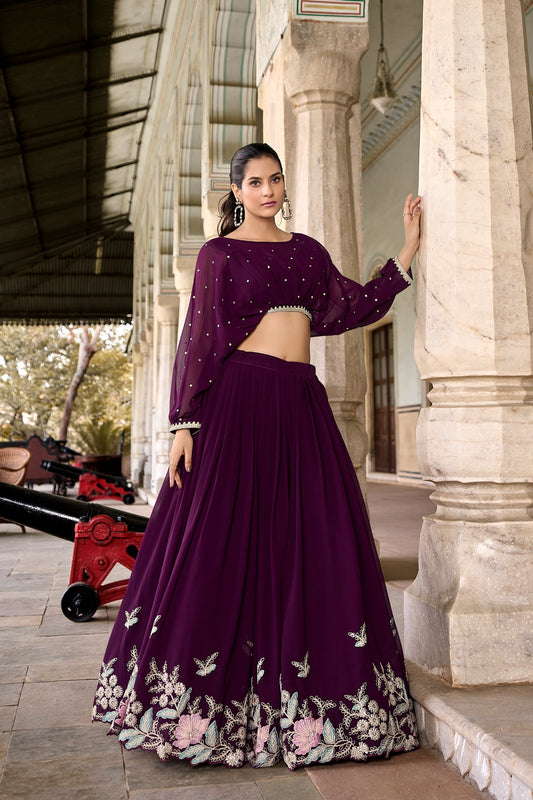 Women's Lehenga Co-ord Set in Assorted Colors Georgette with Sequins and Thread Embroidery
