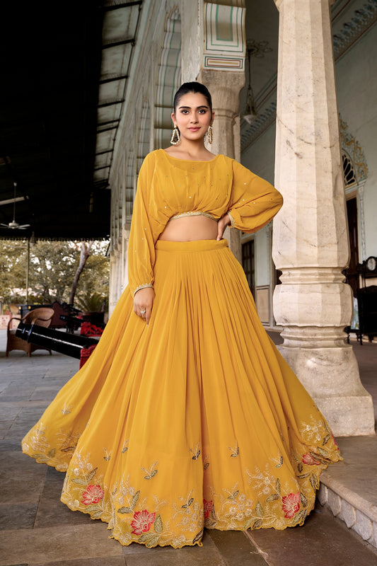 Women's Lehenga Co-ord Set in Assorted Colors Georgette with Sequins and Thread Embroidery