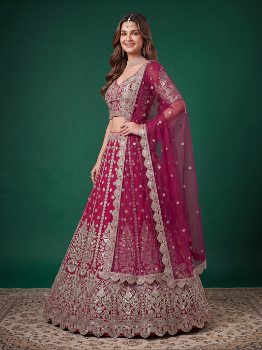 Women's Net Lehenga Choli Catalog Set in Assorted Colors with Zari, Dori & Sequin Embroidery
