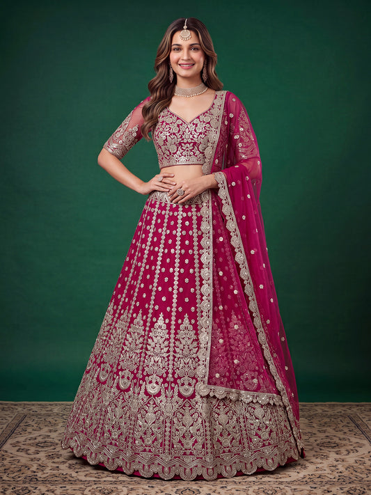 Women's Net Lehenga Choli Catalog Set in Assorted Colors with Zari, Dori & Sequin Embroidery