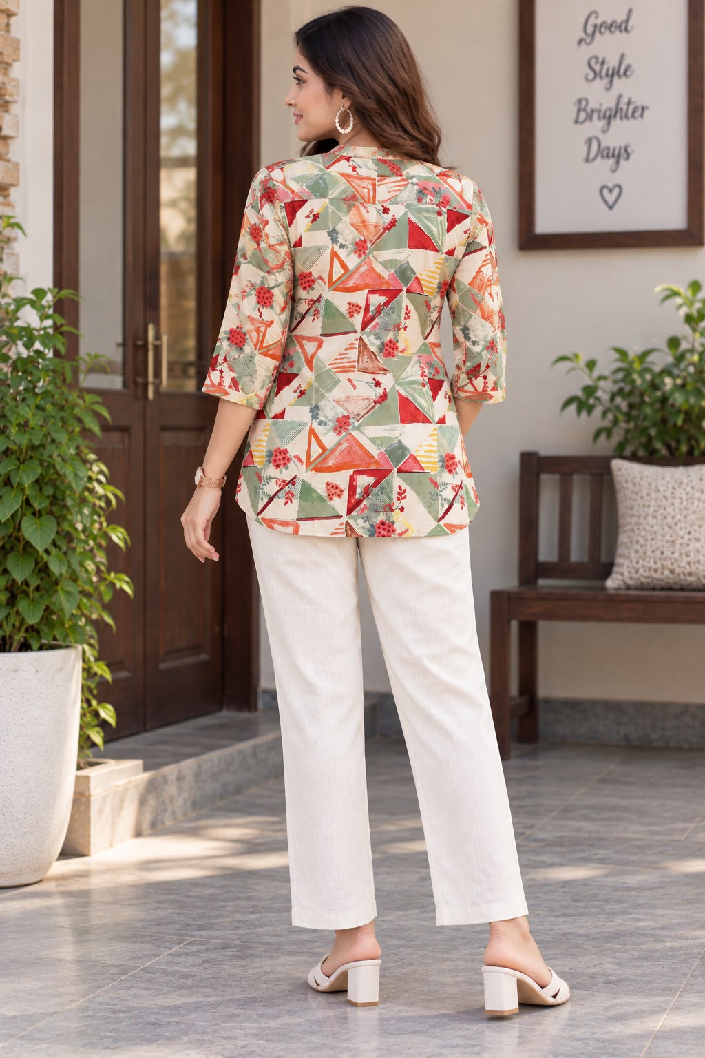 Women's Co-Ord Set in Multicolor Rayon Slub with Digital Print