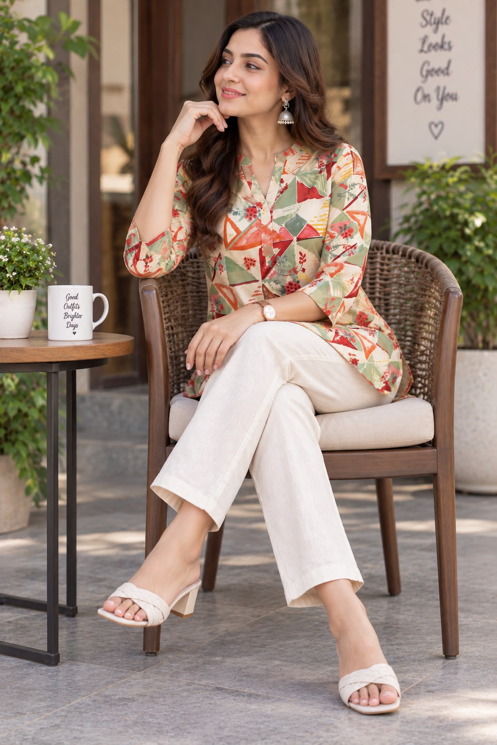 Women's Co-Ord Set in Multicolor Rayon Slub with Digital Print