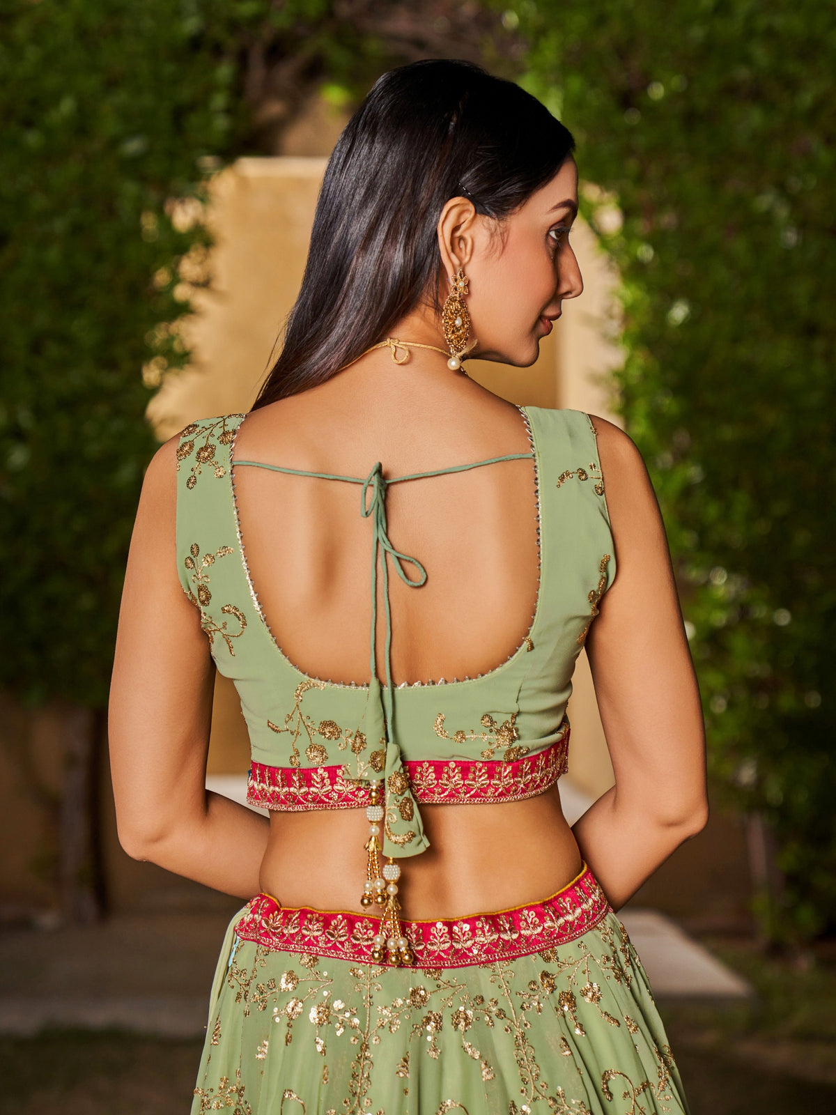 Women's Lehenga Choli in Midnight Blue Grey Georgette with Sequin and Mirror Work