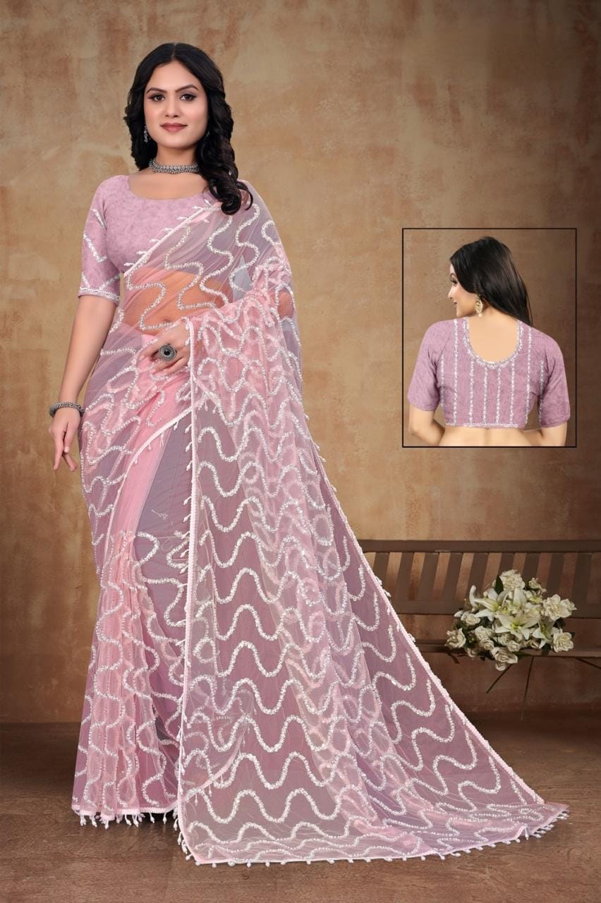Full Heavy Real Beads Work saree