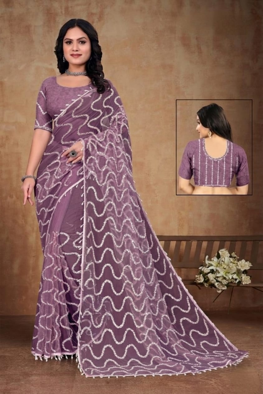 Full Heavy Real Beads Work saree