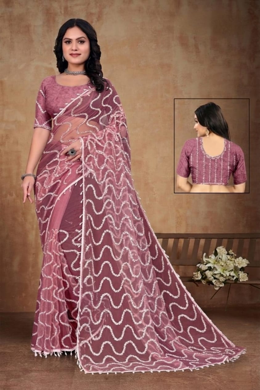 Full Heavy Real Beads Work saree