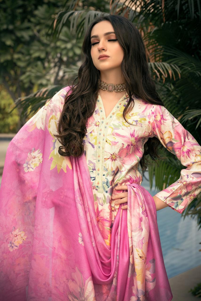 pem trendz Pure Lown cotton  Digital print With Fancy work salwar kameez