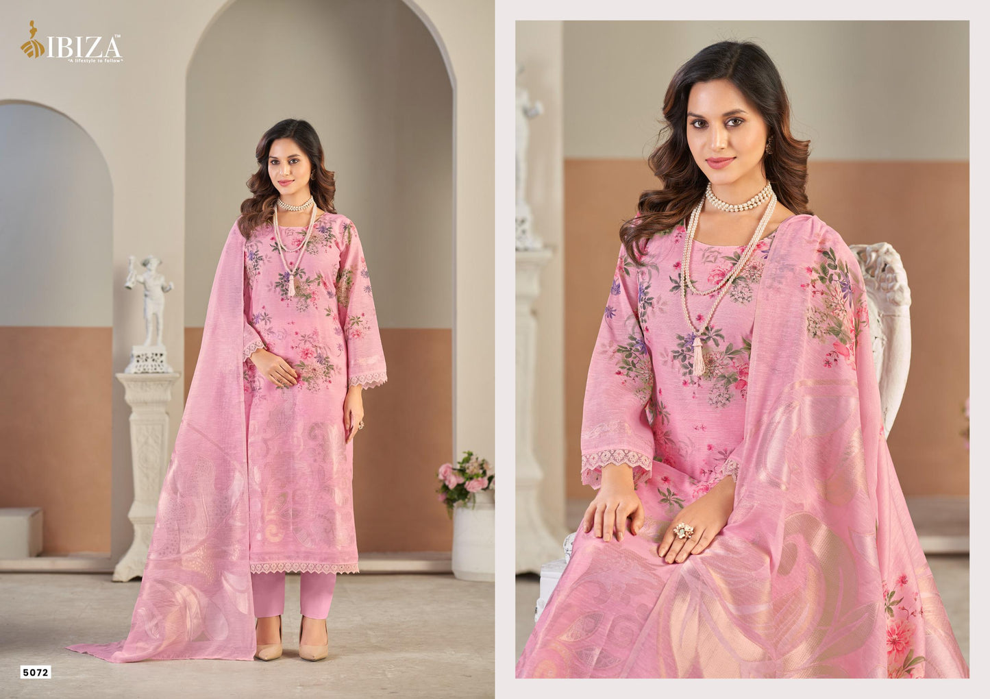 PURE LILEN  JAQUARD DIGITAL PRINT WITH   LESS  SALWAR KAMEEZ