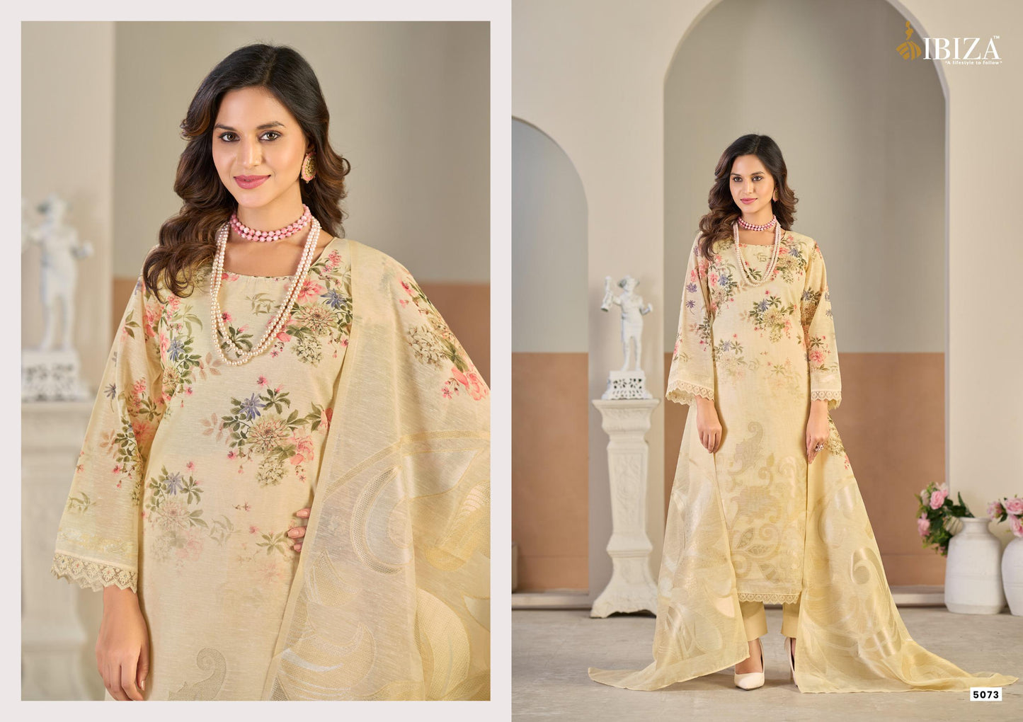 PURE LILEN  JAQUARD DIGITAL PRINT WITH   LESS  SALWAR KAMEEZ