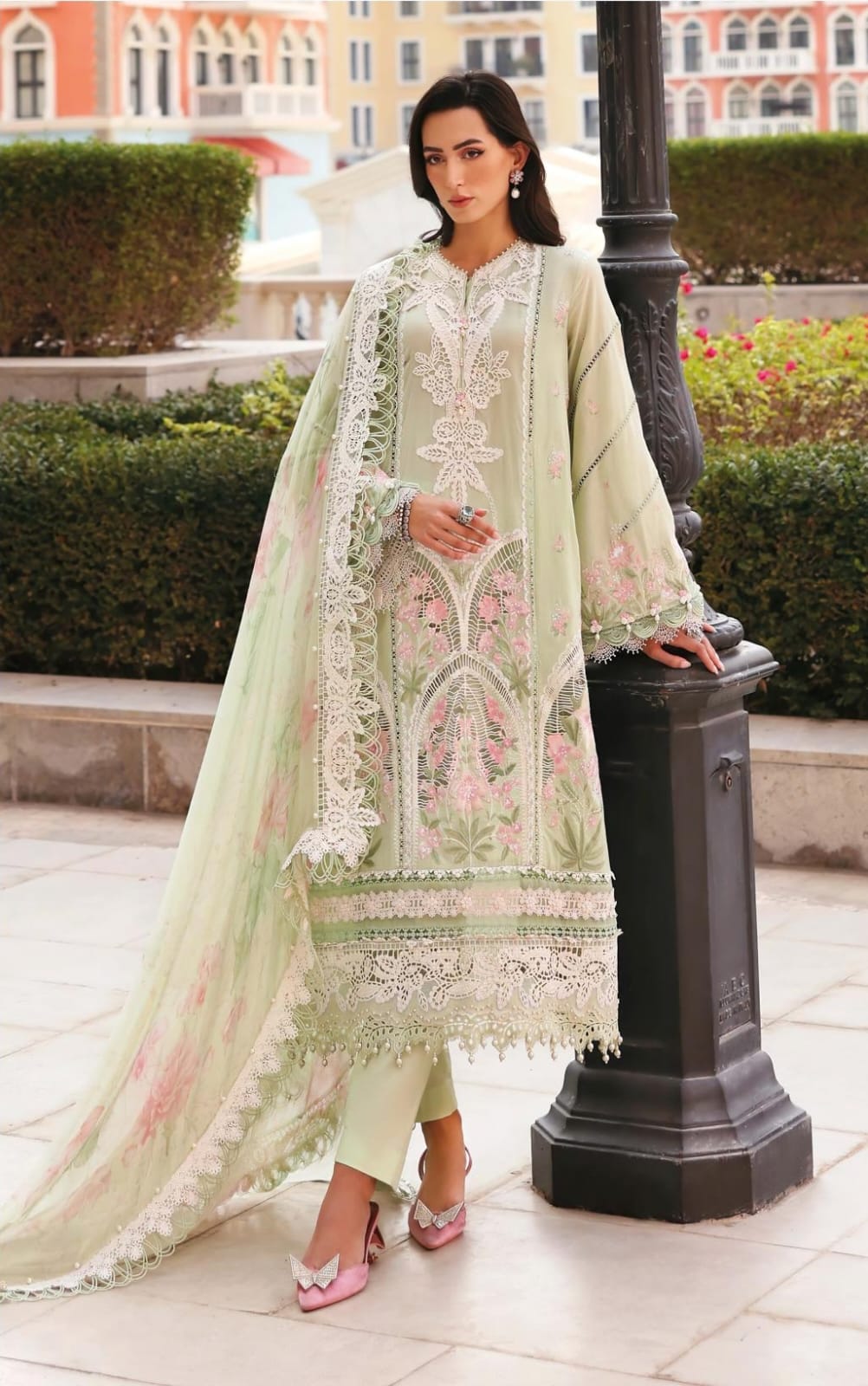 Pure cotton with heavy self embroidery attached emb patches salwar kameez