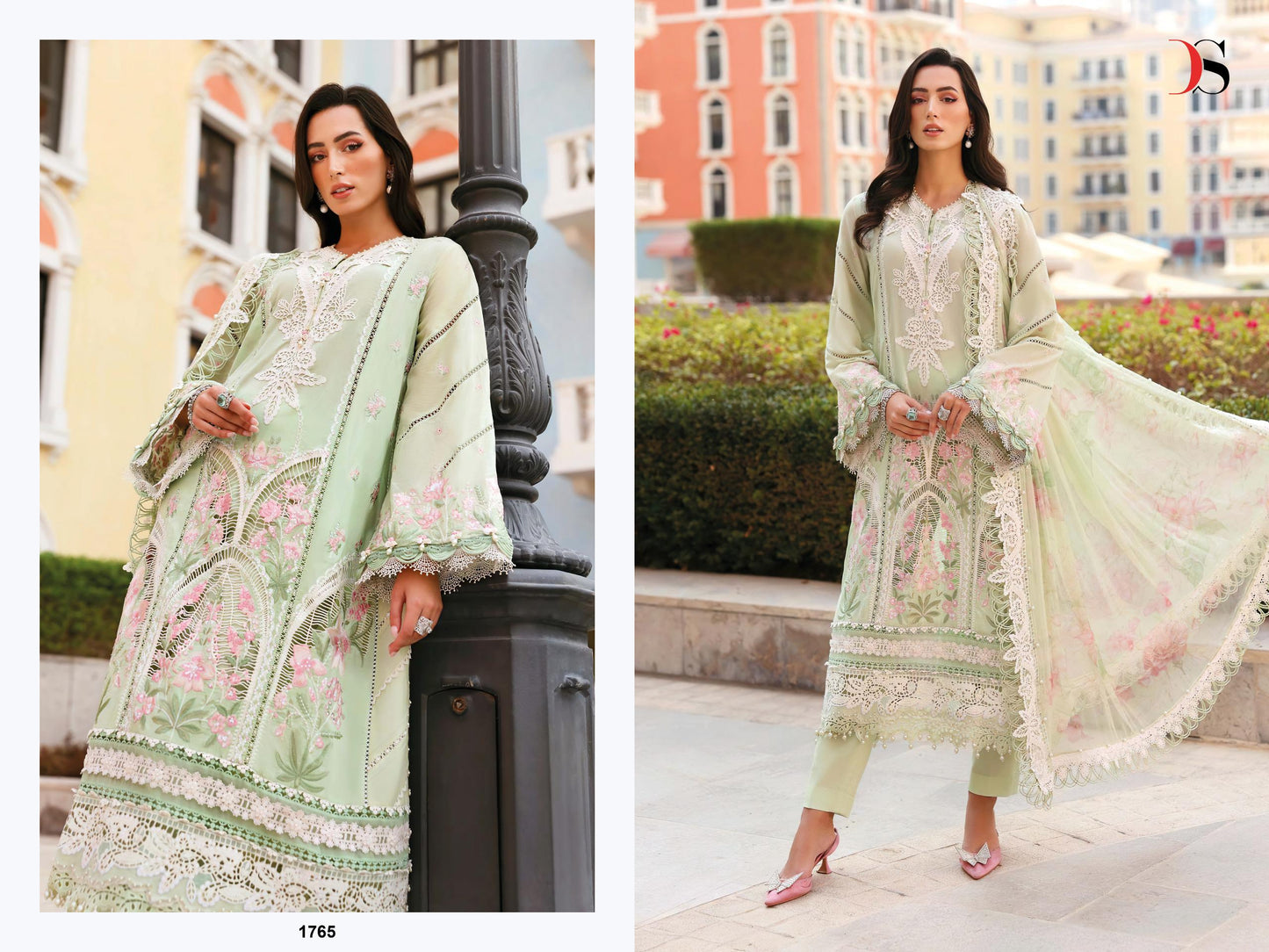 Pure cotton with heavy self embroidery attached emb patches salwar kameez