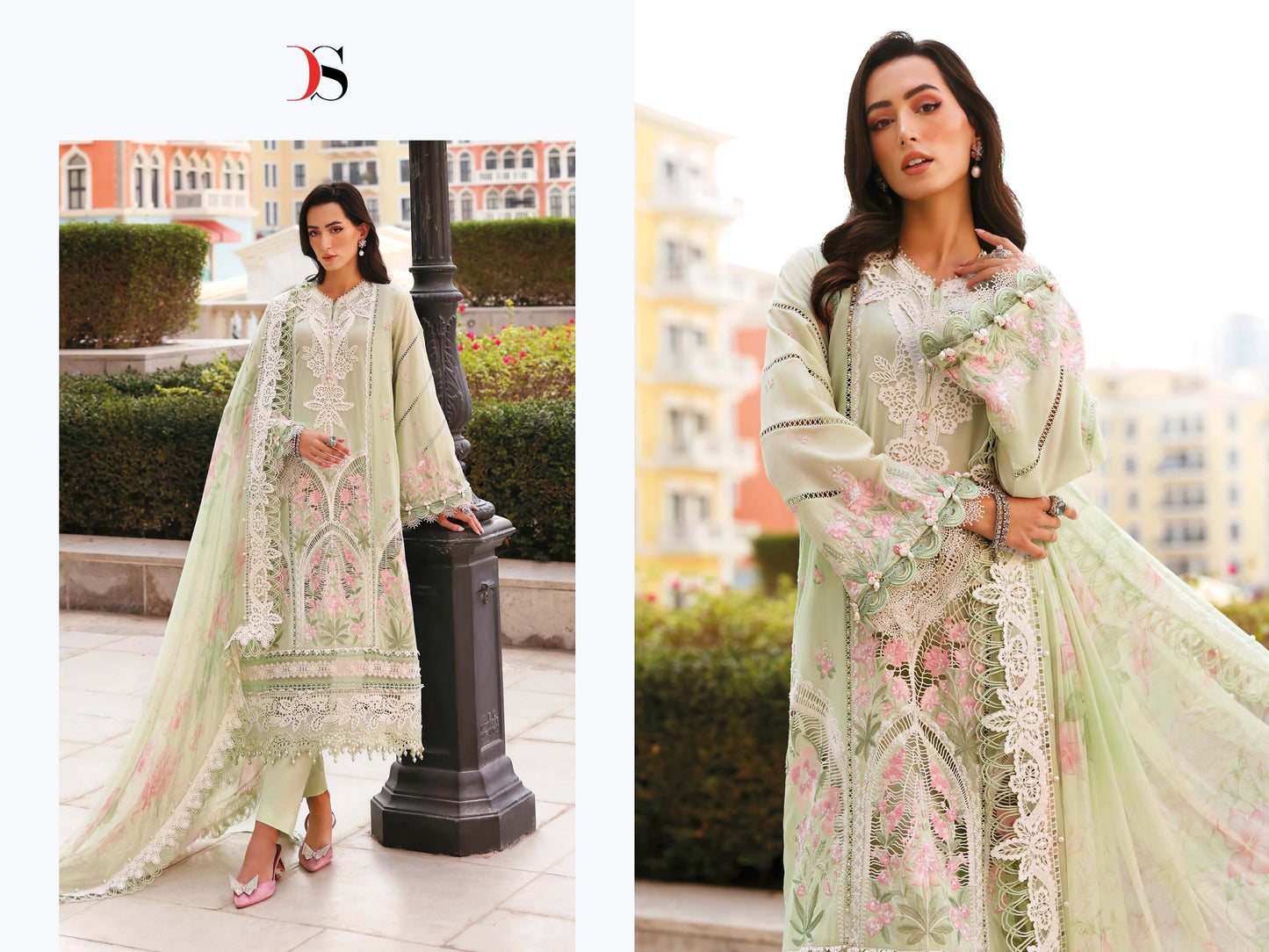 Pure cotton with heavy self embroidery attached emb patches salwar kameez