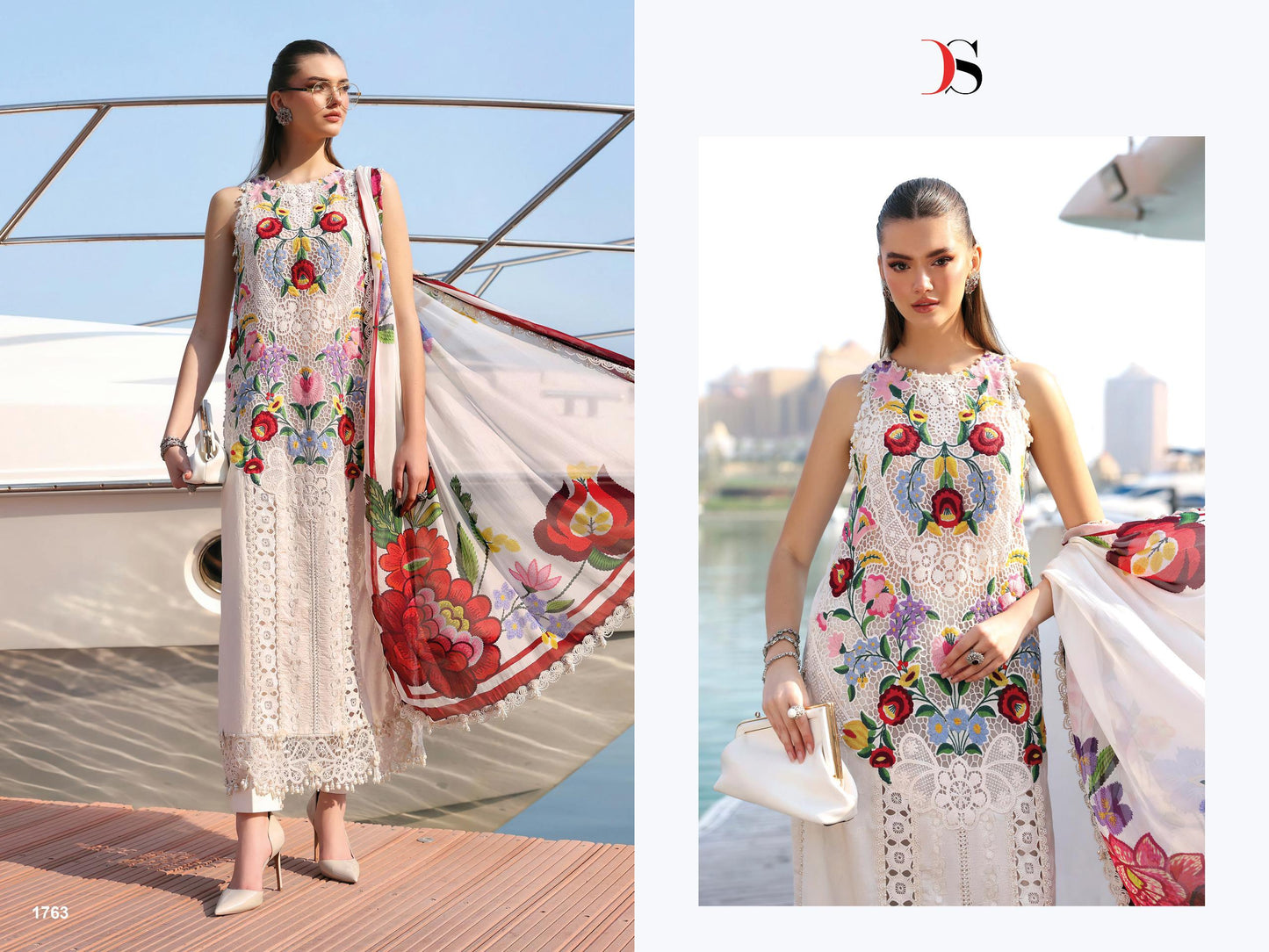 Pure cotton with heavy self embroidery attached emb patches salwar kameez