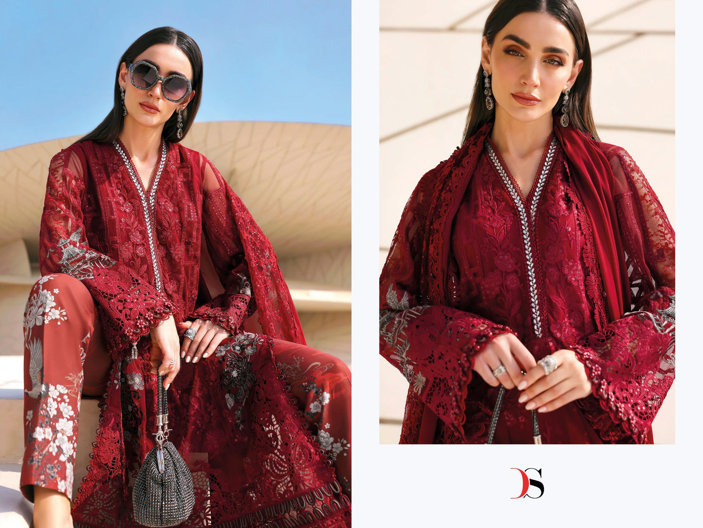 Pure cotton with heavy self embroidery attached emb patches salwar kameez
