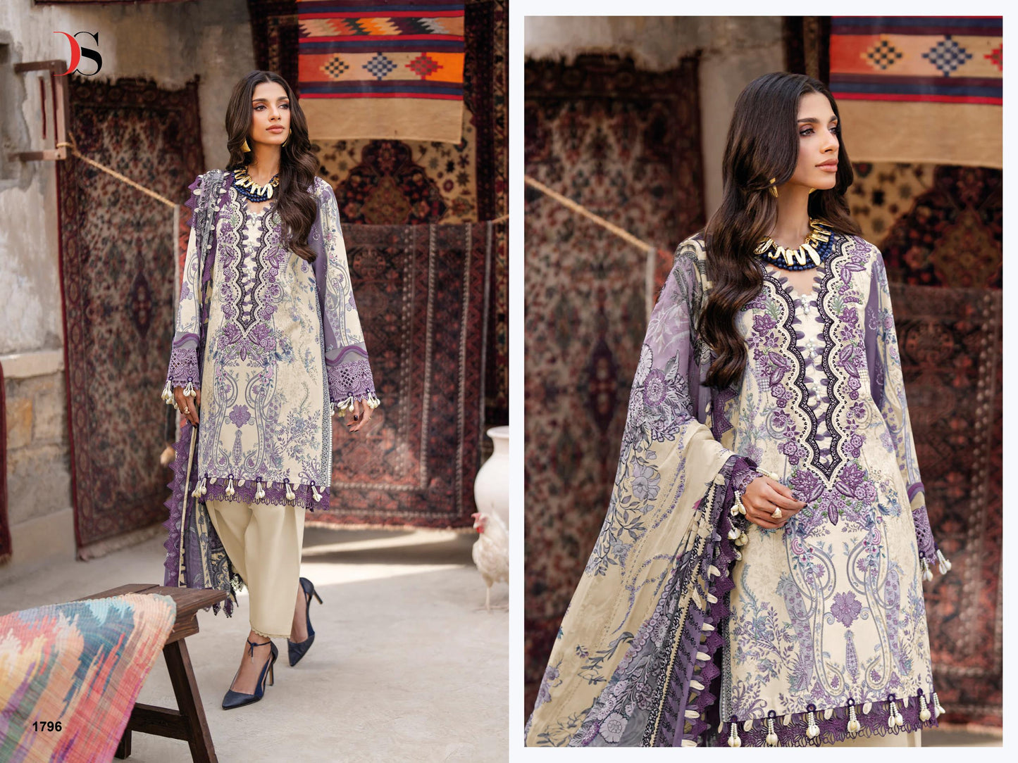 Jade Bliss Lawn deepsy suits Pure cotton heavy patch embroidery salwar kameez and cotton dupatta