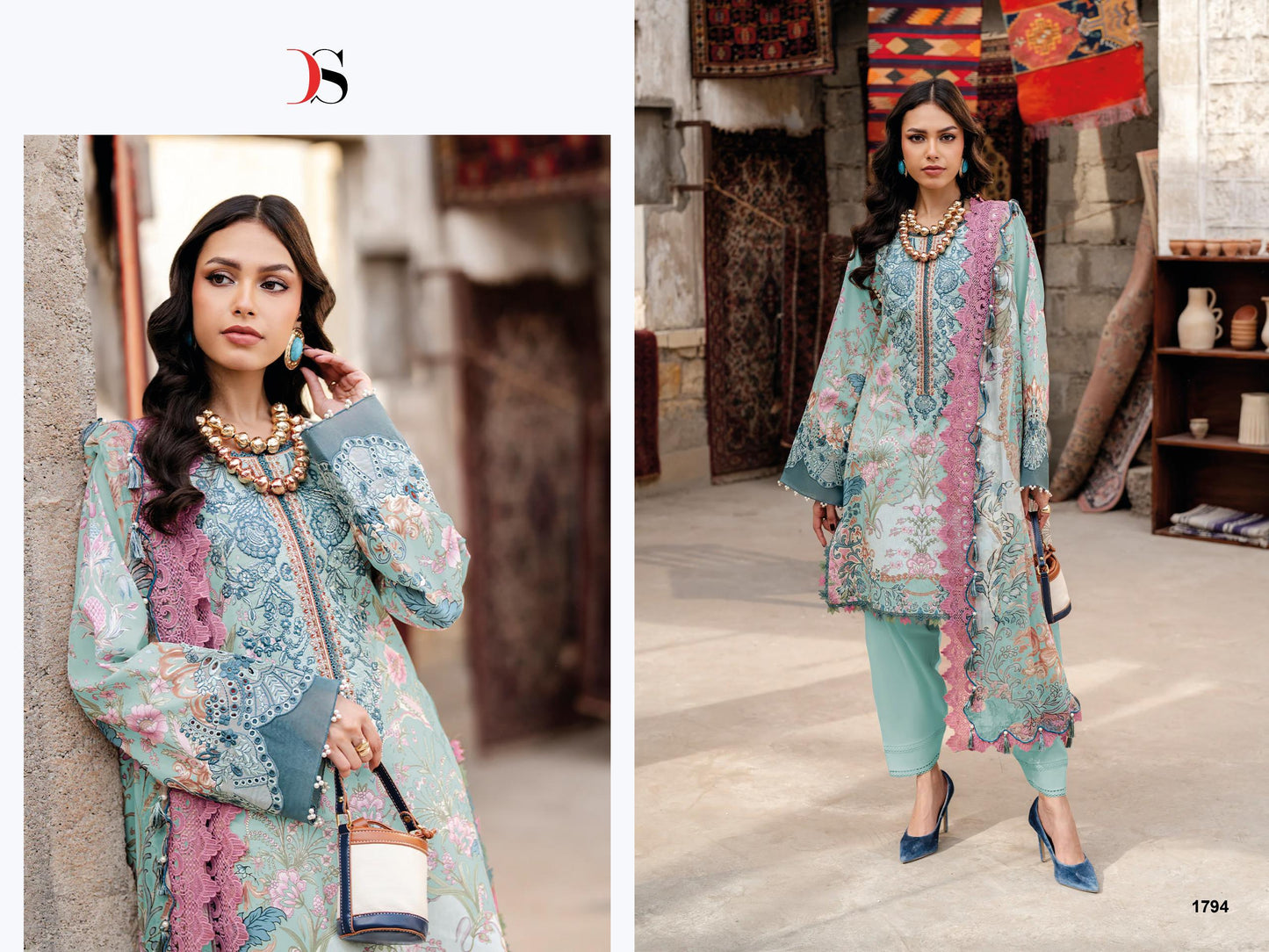 Jade Bliss Lawn deepsy suits Pure cotton heavy patch embroidery salwar kameez and cotton dupatta