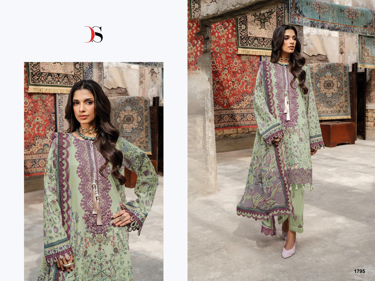 Jade Bliss Lawn deepsy suits Pure cotton heavy patch embroidery salwar kameez and cotton dupatta
