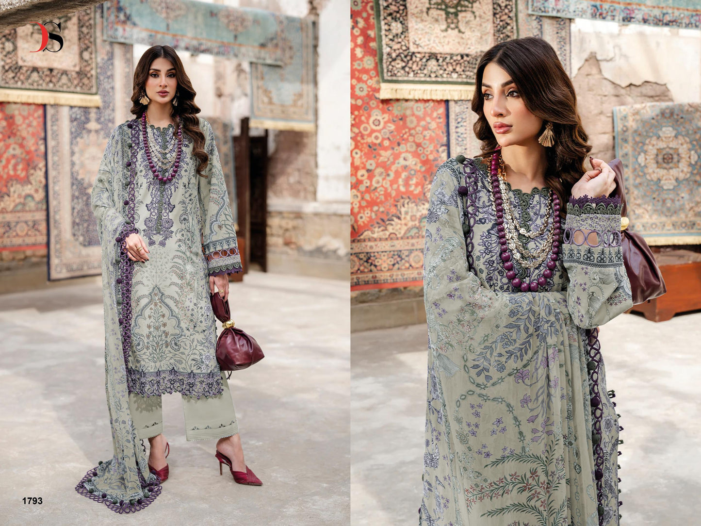 Jade Bliss Lawn deepsy suits Pure cotton heavy patch embroidery salwar kameez and cotton dupatta