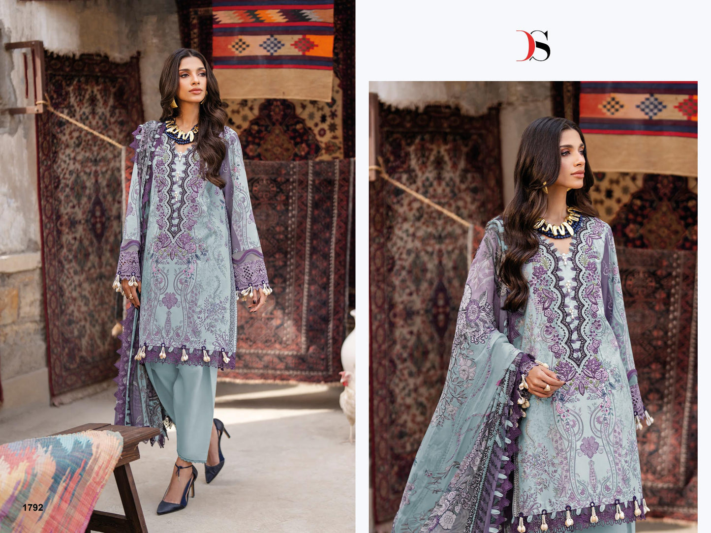 Jade Bliss Lawn deepsy suits Pure cotton heavy patch embroidery salwar kameez and cotton dupatta