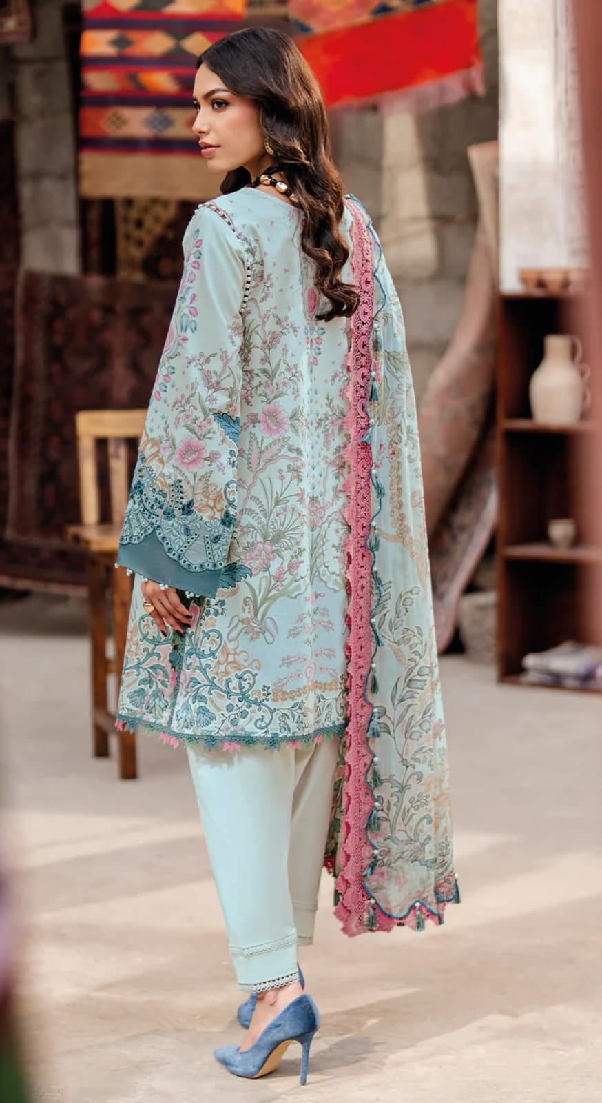 Jade Bliss Lawn deepsy suits Pure cotton heavy patch embroidery salwar kameez and cotton dupatta