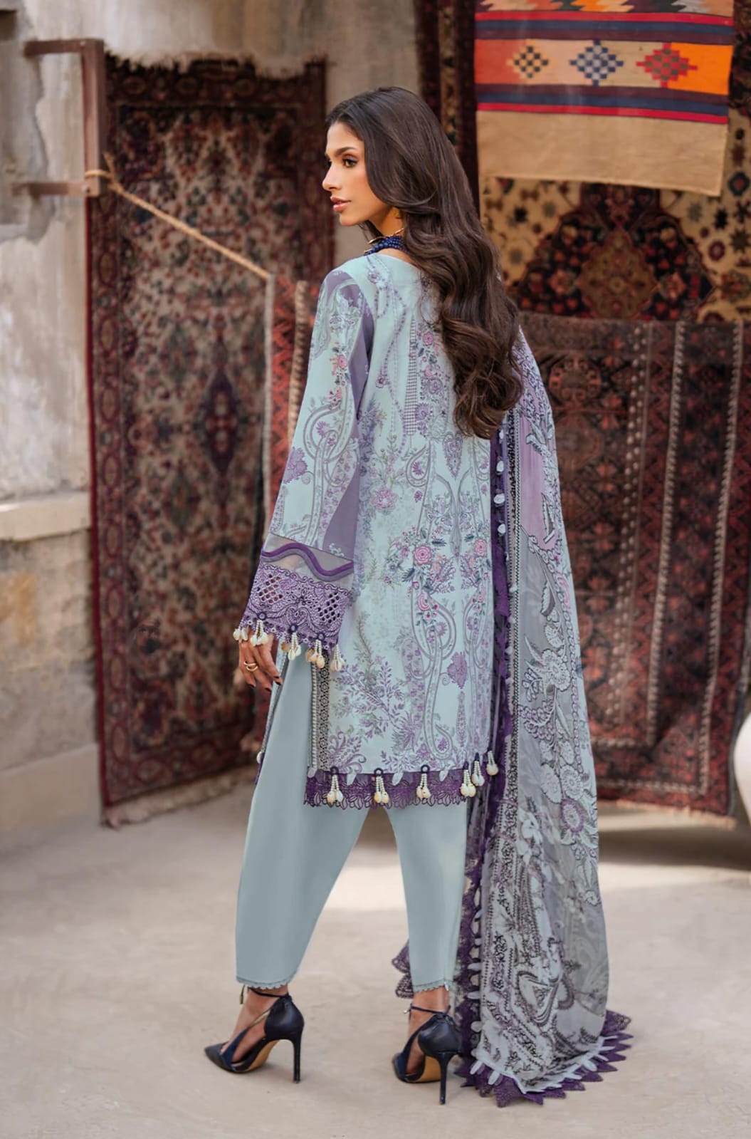 Jade Bliss Lawn deepsy suits Pure cotton heavy patch embroidery salwar kameez and cotton dupatta