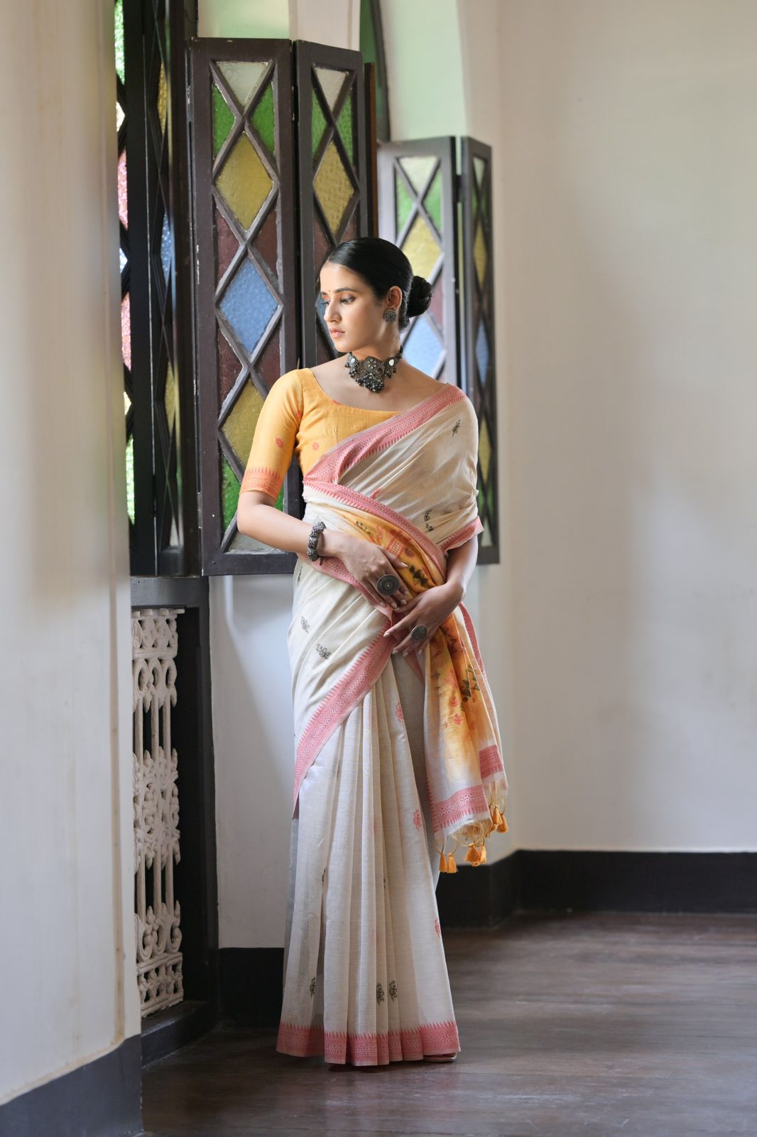 Premium soft muga Cotton saree