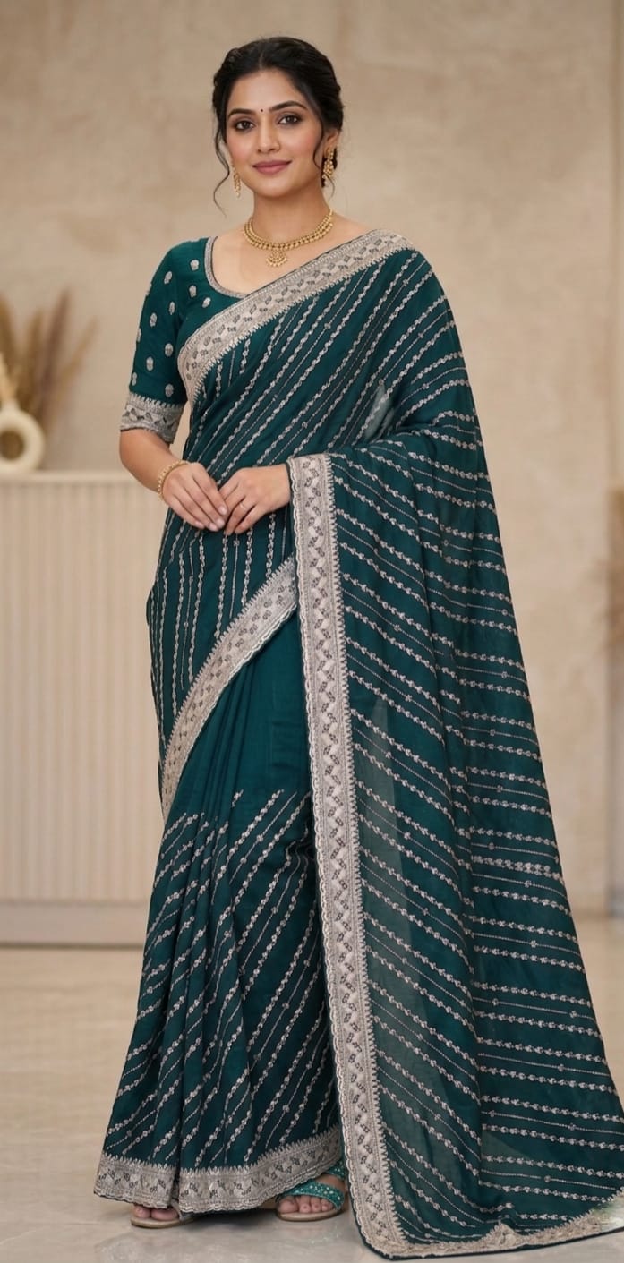 Stone Work On All over Saree