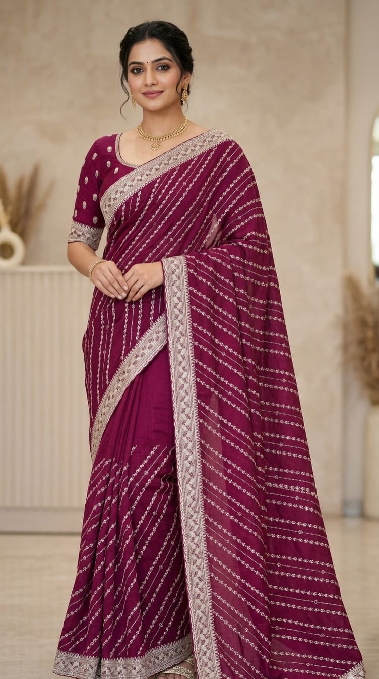 Stone Work On All over Saree
