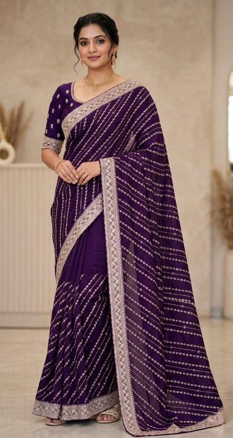 Stone Work On All over Saree