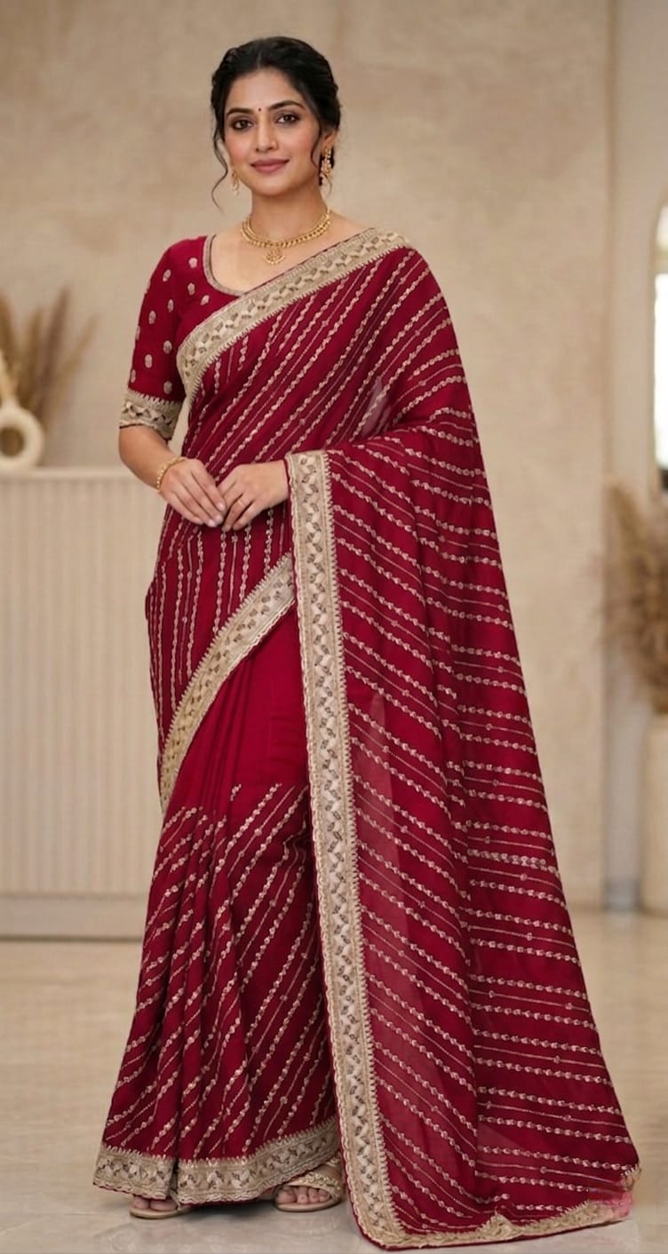Stone Work On All over Saree