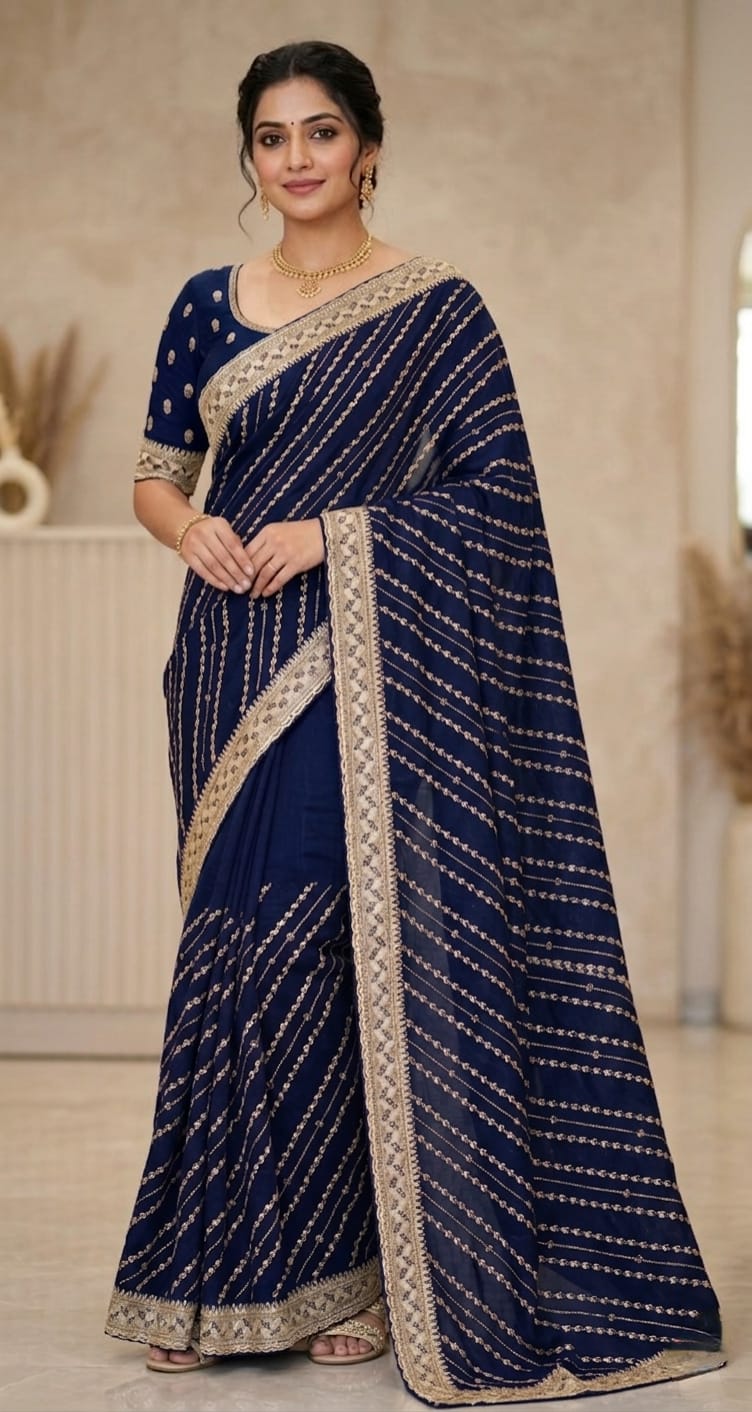Stone Work On All over Saree