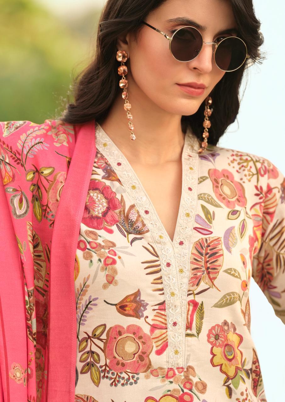 PURE JAAM COTTON DIGITAL PRINT WITH FANCY WORK SALWAR KAMEEZ