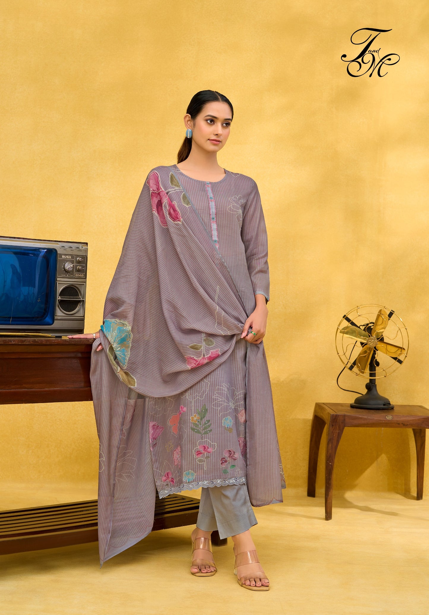 PURE MAL CHANDERI DIGITAL PRINT WITH HAND WORK AND EMBROIDERY IN DAMAN NECK PATTI SALWAR KAMEEZ