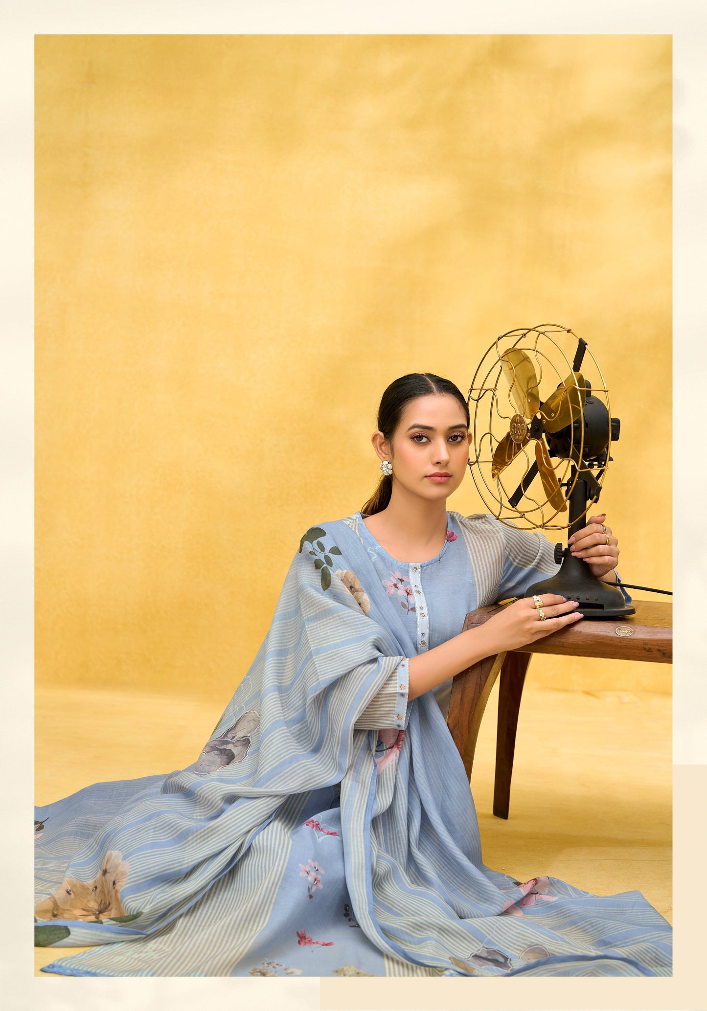 PURE MAL CHANDERI DIGITAL PRINT WITH HAND WORK AND EMBROIDERY IN DAMAN NECK PATTI SALWAR KAMEEZ