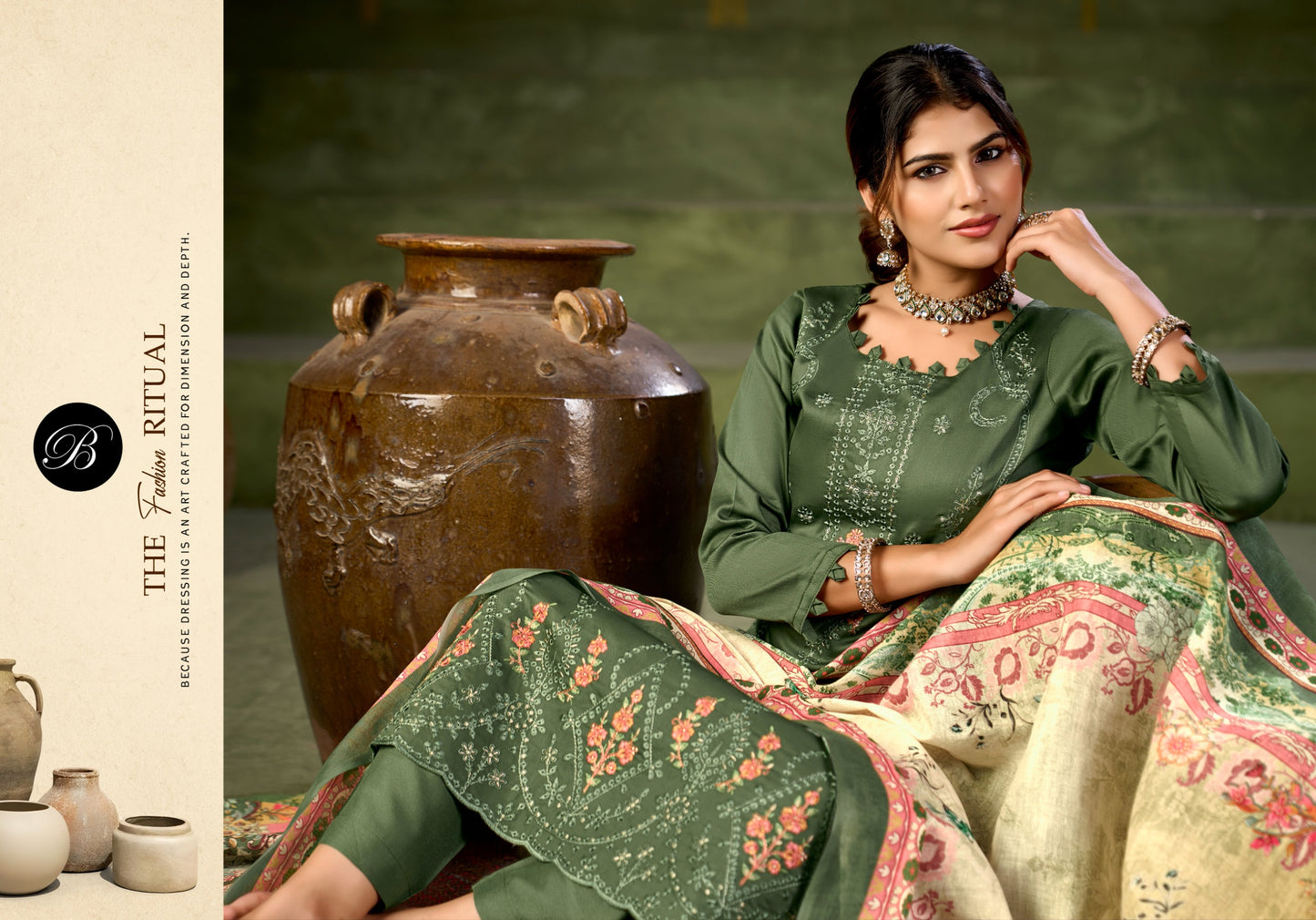 Pure Heavy Jam with Designer Heavy Embroidery Work + Heavy Daman Boring Work with Scalloping of salwar kameez