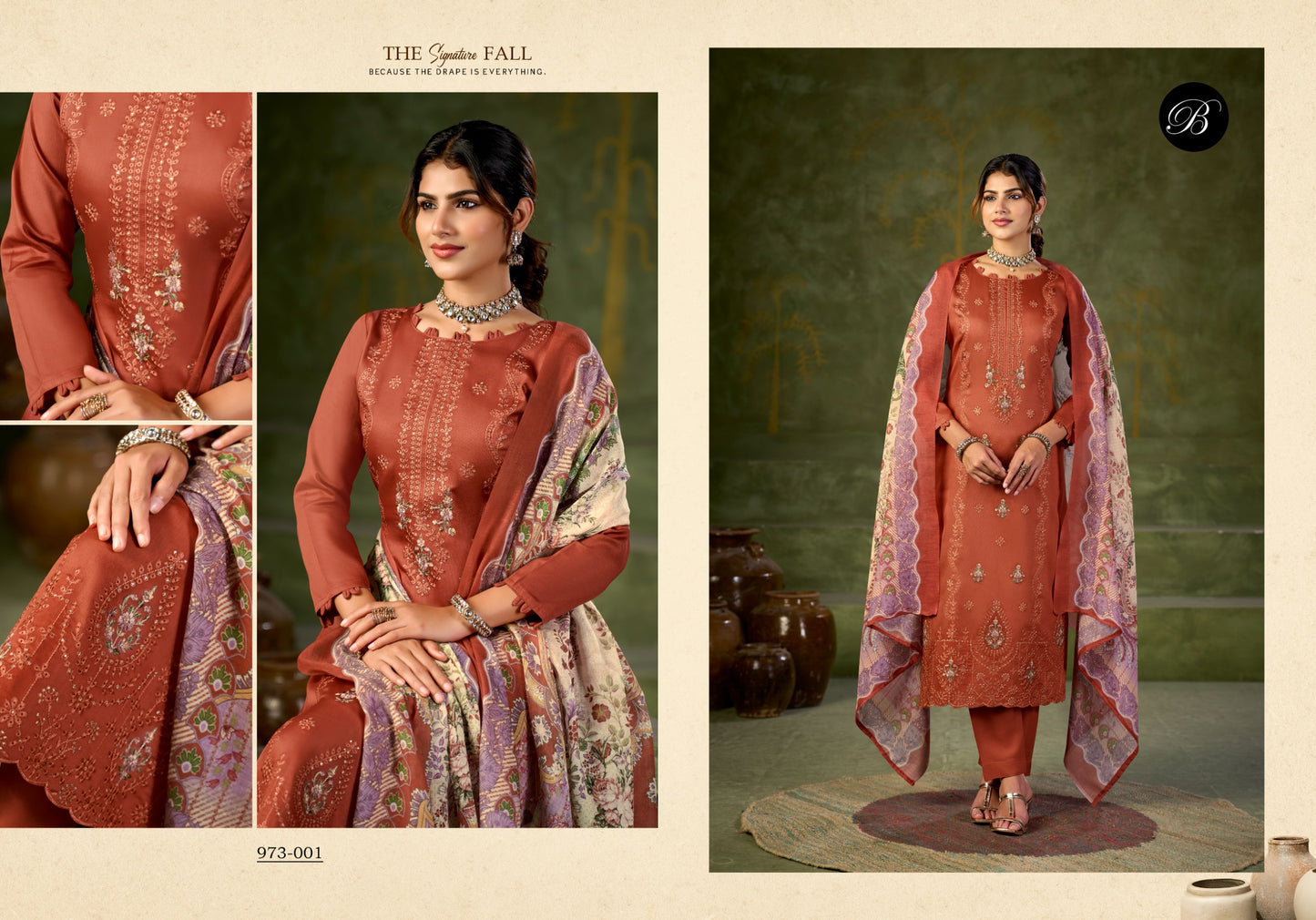 Pure Heavy Jam with Designer Heavy Embroidery Work + Heavy Daman Boring Work with Scalloping of salwar kameez