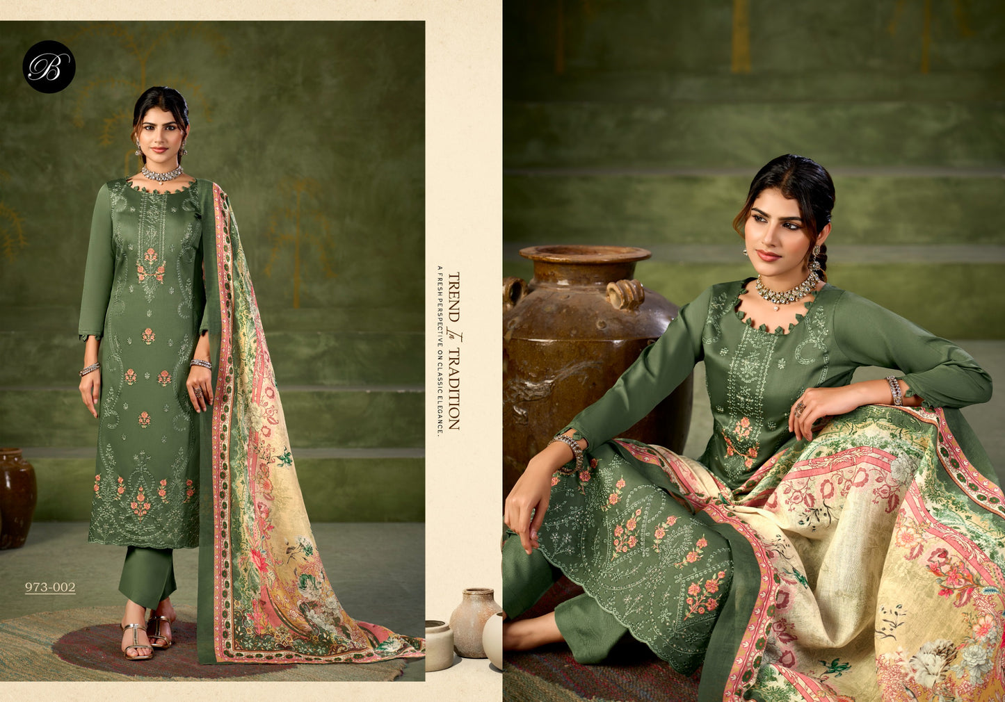 Pure Heavy Jam with Designer Heavy Embroidery Work + Heavy Daman Boring Work with Scalloping of salwar kameez