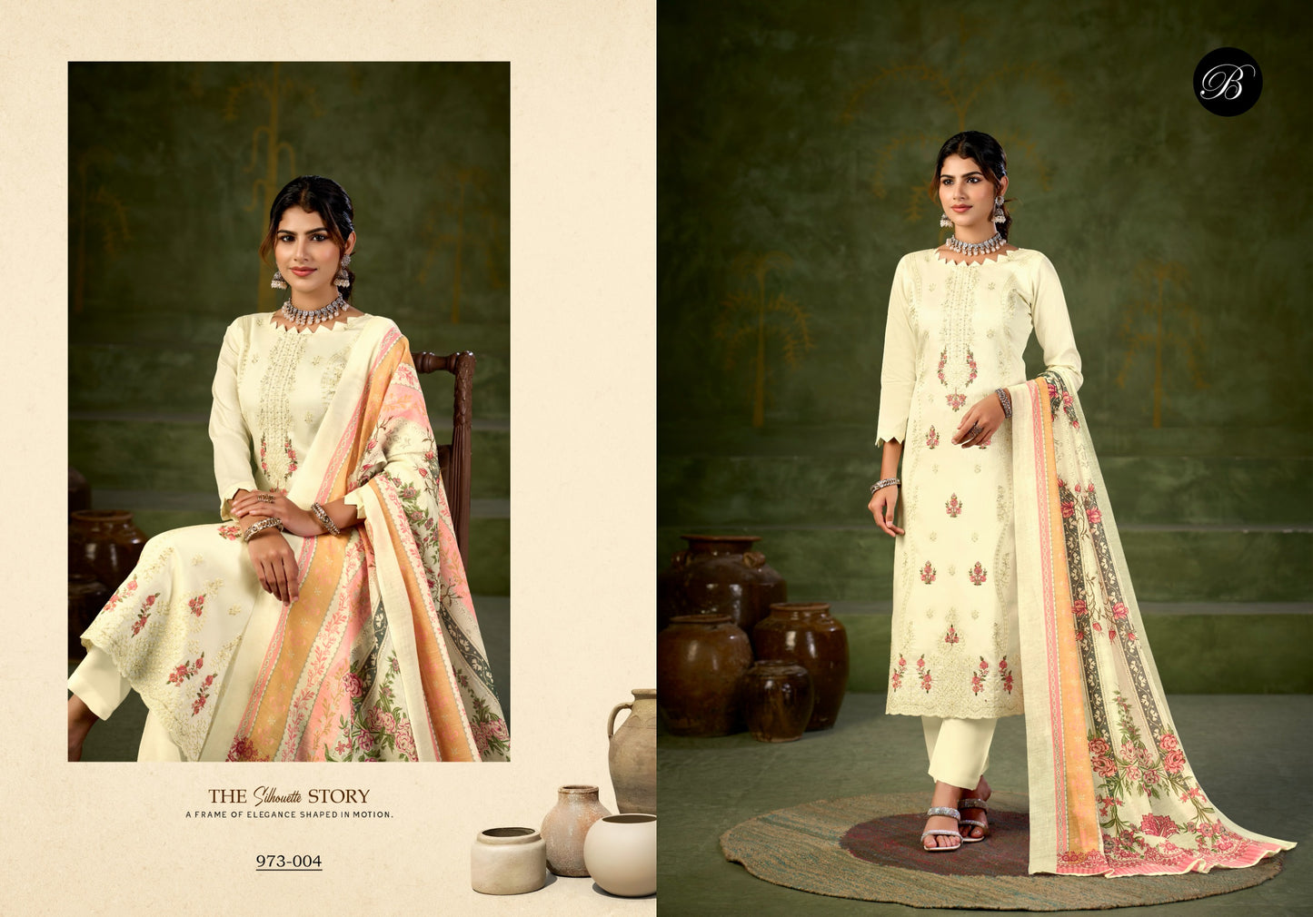 Pure Heavy Jam with Designer Heavy Embroidery Work + Heavy Daman Boring Work with Scalloping of salwar kameez
