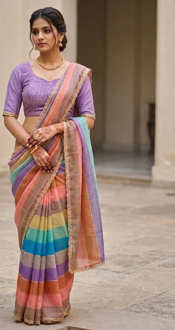 Fancy Zarkhan Stone Work On All over Saree
