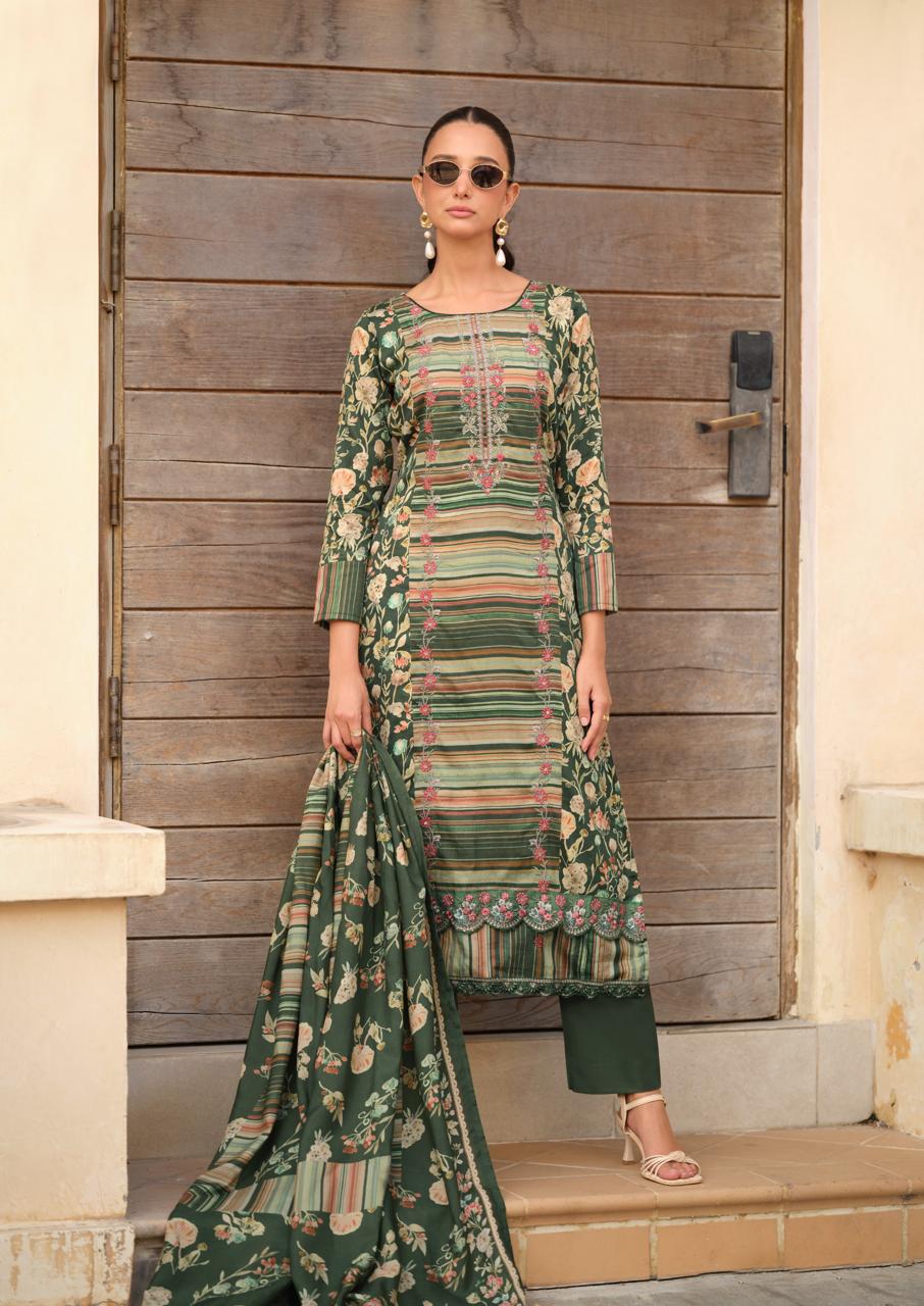 PURE PREMIUM GIZA COTTON SATIN DIGITAL PRINTS WITH ALL OVER  EMBROIDERY  SALWAR KAMEEZ