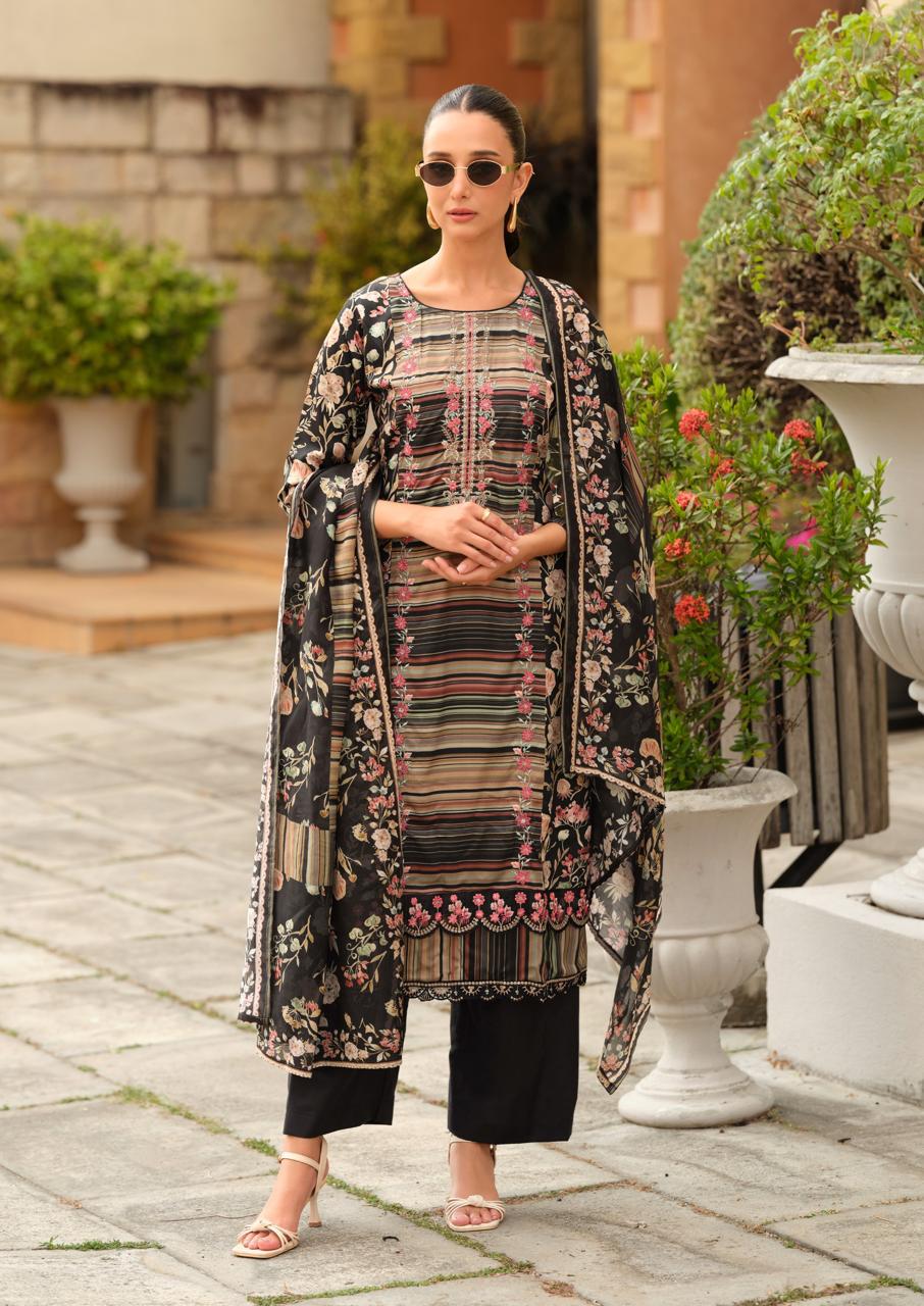 PURE PREMIUM GIZA COTTON SATIN DIGITAL PRINTS WITH ALL OVER  EMBROIDERY  SALWAR KAMEEZ