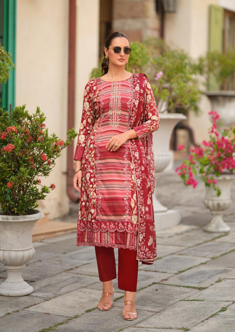 PURE PREMIUM GIZA COTTON SATIN DIGITAL PRINTS WITH ALL OVER  EMBROIDERY  SALWAR KAMEEZ