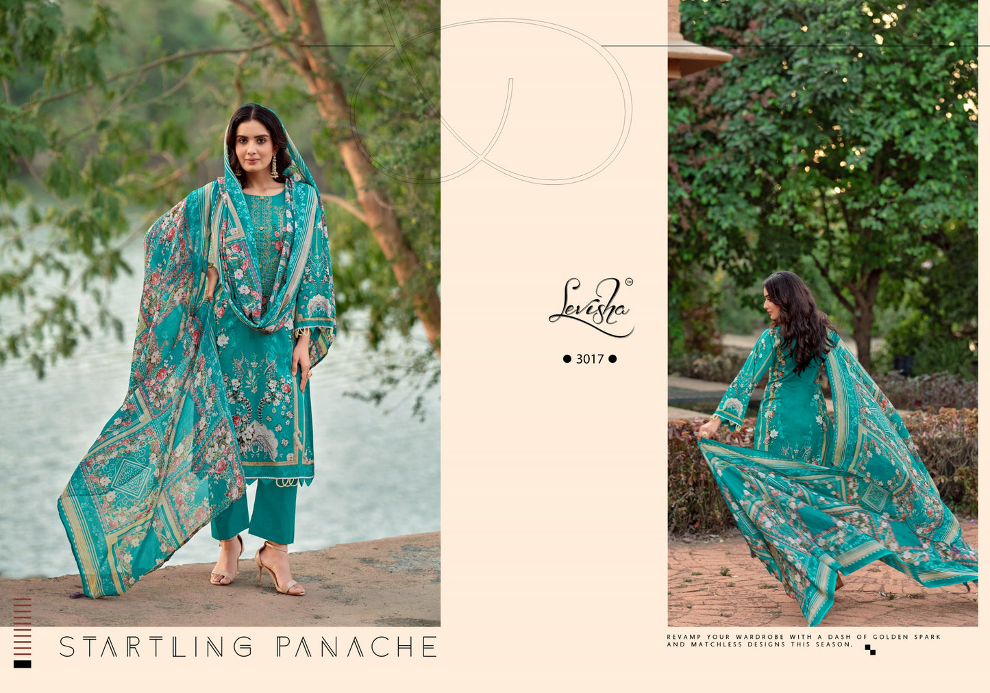 Cemric Cotton Pakistani  Style Print with Fancy Self Embroidery salwar kameez for chiffon dupatta
