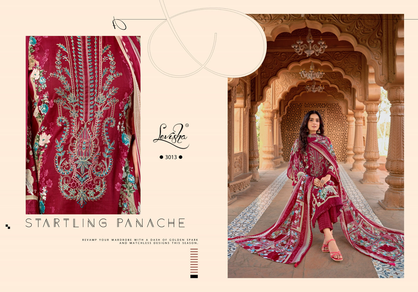 Cemric Cotton Pakistani  Style Print with Fancy Self Embroidery salwar kameez for chiffon dupatta