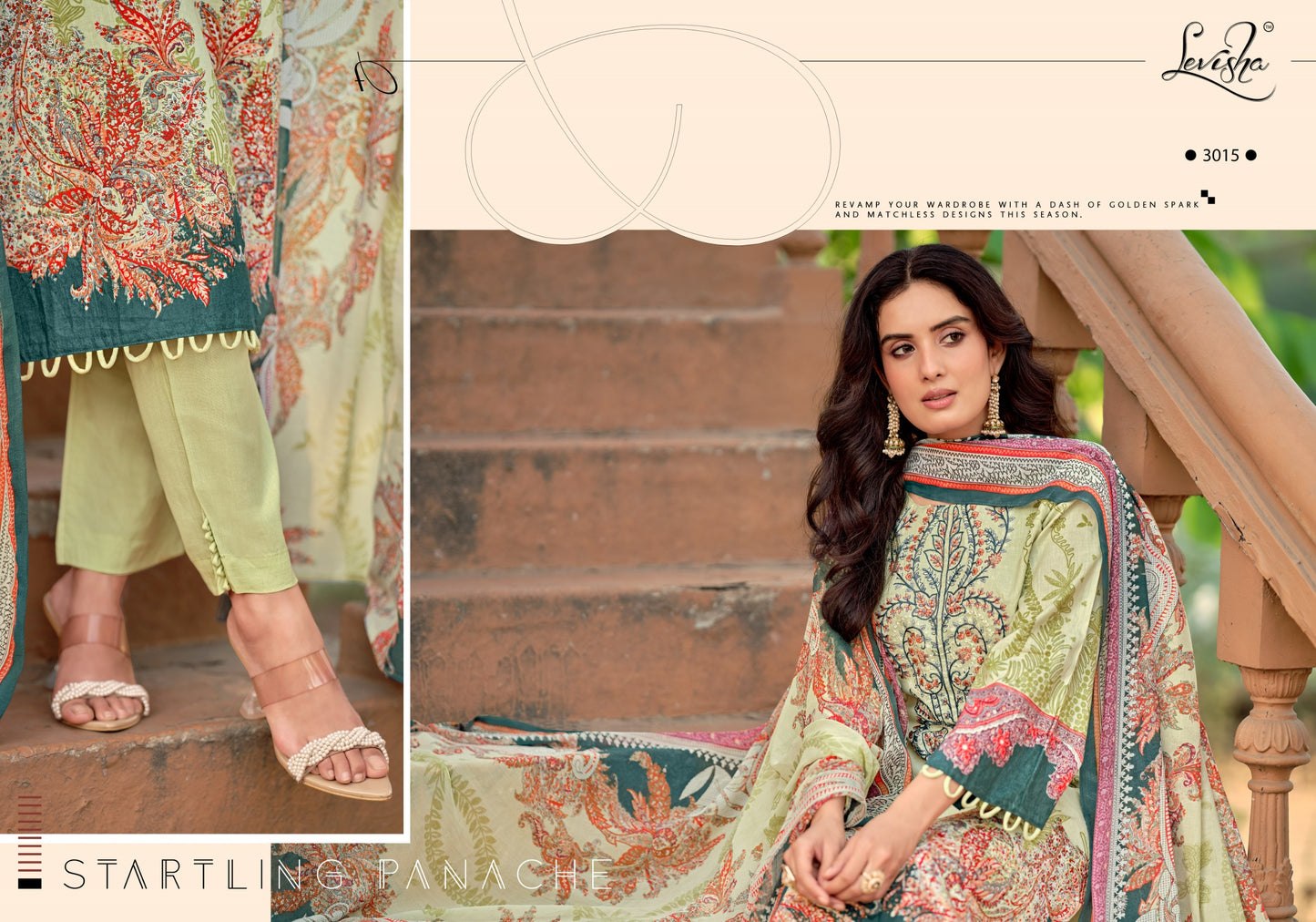 Cemric Cotton Pakistani  Style Print with Fancy Self Embroidery salwar kameez for chiffon dupatta