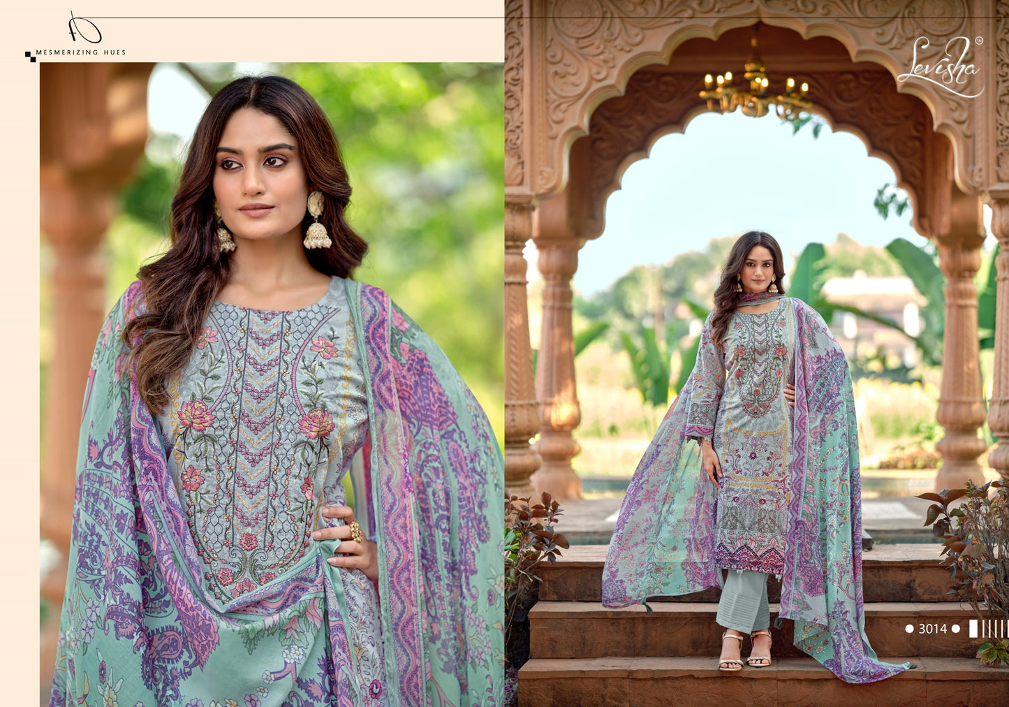 Cemric Cotton Pakistani  Style Print with Fancy Self Embroidery salwar kameez for chiffon dupatta