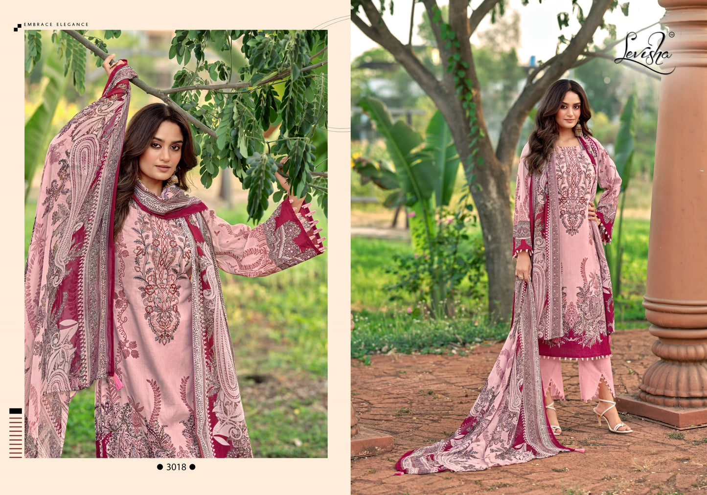 Cemric Cotton Pakistani  Style Print with Fancy Self Embroidery salwar kameez for chiffon dupatta